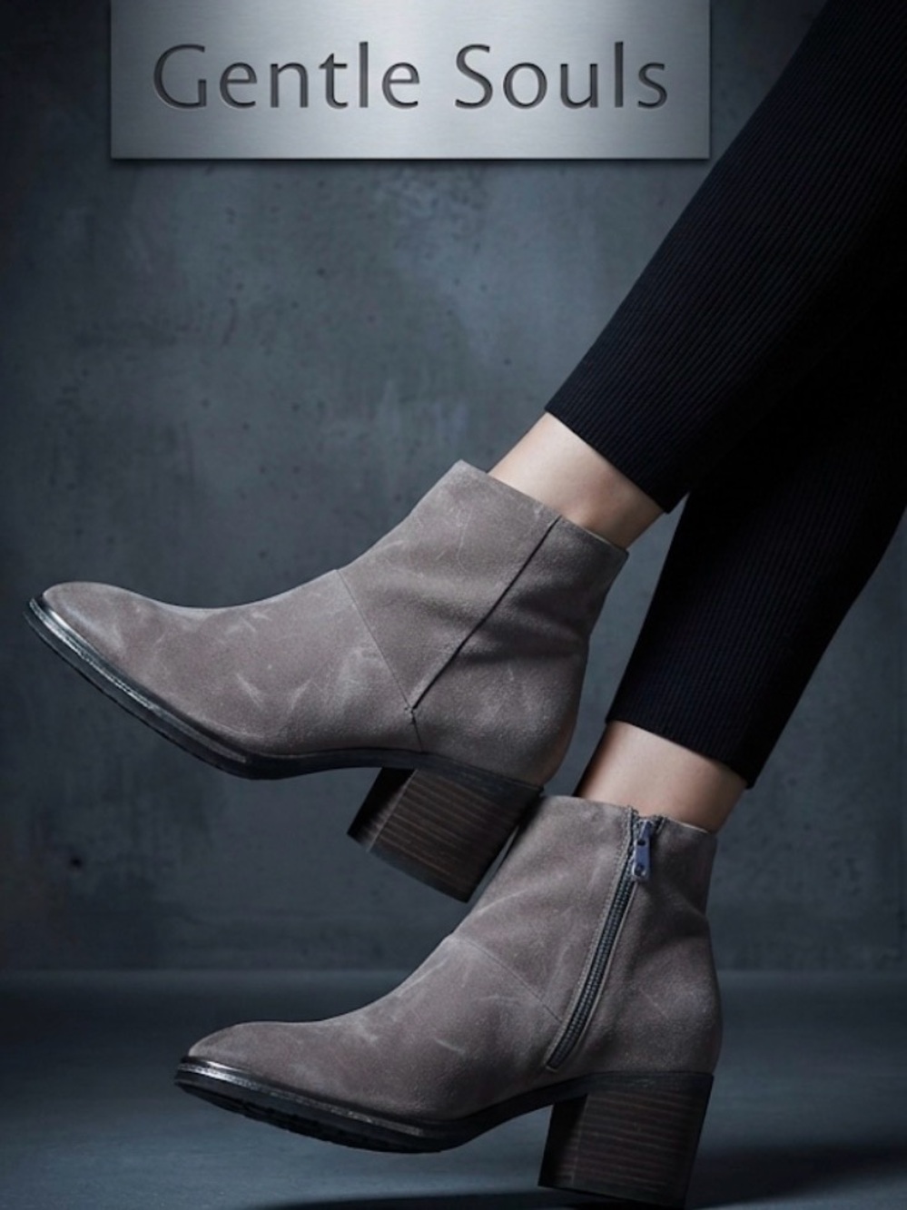 Authentic Gentle Souls grey suede leather ankle boots sz 8.5